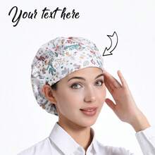 [Personalizado] 1 pieza Gorro de chef personalizado bordado para mujer, con múltiples patrones lindos disponibles para uso doméstico/de higiene - Multicolor - Ver 14