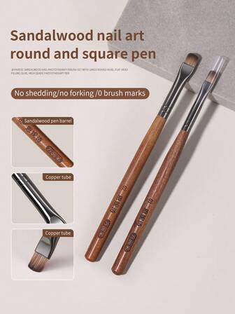 annies Zestaw pędzli do zdobienia paznokci, żele do paznokci z drewna sandałowego, duży i mały okrągły słoik, wysokiej jakości malowanie paznokci, farbowanie gradientowe, ekskluzywne narzędzia do salonu paznokci, 1 szt./2 szt.