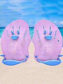 Swimming Paddles, Unisex Adjustable Silicone Strap, Suitable For Swimming, Water Sports And Fitness Training. Swim Paddles - Professional Training And Personal Swimming Paddles, Ergonomic Design With Mesh Paddle Surface., Beach Essentials, Beach Accessories, Pool Float - Multicolor - View 5