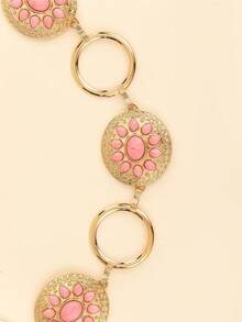 1件复古银色康乔腰带，西部风格绿松石装饰腰链，复古牛仔腰带，适合搭配连衣裙和牛仔裤 - 蝴蝶型 - 查看 3