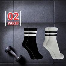 Women's Gym Socks 2 Pairs Exercise And Running Soft Breathable Fabric Cotton Autumn And Spring - Black and White - View 5