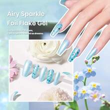 Beetles Shimmer Gel Nail Polish Set - 6 Colors Purple Glitter Blue Green Mermaid Pastel Nail Gel Drawing Soak Off Uv Led Needed With Pastel Sticker - 0-0-Ice Blue Gel Nail Polish - 查看 5