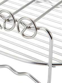 قطعة واحدة من رفوف القلي الهوائي، أرفف طبقات من الفولاذ المقاوم للصدأ، اكسسوارات لفرن القلي الهوائي، لرف الفرن وشواية التحميص للقلي الهوائي، رف دائري للوعاء للقلي الهوائي، أكسسوارات مطبخية من الفولاذ المقاوم للصدأ بلون فضي