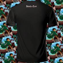 Playera Unisex con Estampado de anime LeviAckerman | Diseño Urbano y Comodo | Streetwear, Festivales y Uso Diario | Algodón Peinado y Corte Holgado  | Ideal para Outfits Casuales, Fiestas o Regalos | Hombre y mujer - Negro - Ver 2