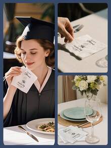 20-500pcs Custom Graduation Napkins, 3-Ply Personalized Napkins With Your Text, Class Of 2025, Disposable Beverage/Dessert Napkins For Grad Party Decor, Farewell Banquet Decor, Graduation Party Gift, Custom Cocktail Napkins - Multicolor - View 5