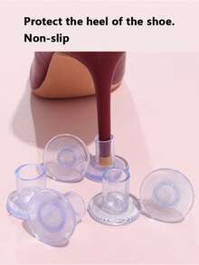 3 Sizes Soft Transparent High Heel Protectors, Suitable For Walking On Grass And Uneven Surfaces, Anti-Slip Heel Repair Caps, Prevent Heels From Sinking Into Grass, Bridal Shoe Covers - White - View 4