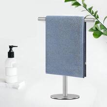 BTOOTB Soporte para Toallas de Mano, Toallero Vertical en Forma de, Toallero Negro Mate de Acero Inoxidable, Adecuado para Encimeras de Baño, Cocina y Tocador, Estilo Minimalista (Plata) - pago - Ver 9