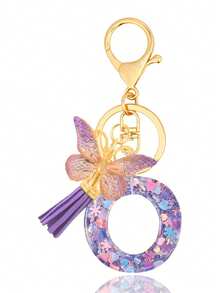 1pc Purple Keychain, Christmas Keychain, Women's Style, Letter Keychain With Tassel, Can Be Hung On Keys, Wallet, Handbag, Backpack, Holiday Christmas Gift, Home Decor - Purple - View 23