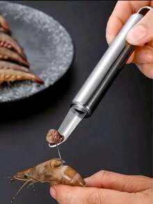 1pc Stainless Steel Shrimp Gut Cleaner - Seafood Sheller - Shrimp Shell Cutter - Portable Shrimp Gut Cleaner - Easy To Clean Kitchen Gadgets, Suitable For Lobster And Prawn Preparation - Silver - View 11