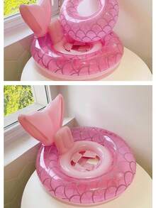 1 件儿童加厚双气室防倾覆美人鱼充气游泳圈，救生衣游泳池水上玩具，适合幼儿和儿童，男孩和女孩 - 彩色 - 查看 11