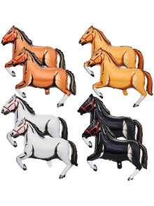 1/4/8 件金属马铝箔气球，白色、黑色、棕色、黄色马形气球，适用于牛仔派对装饰、生日派对、主题派对室内外装饰