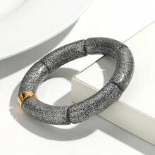1pc Fashionable Acrylic Expandable Bangle Bracelet With Shiny Metallic Glitter, Suitable For Women Daily Wear And As Gifts - Gold and Silver Powder Curved Tube Bracelet - View 16