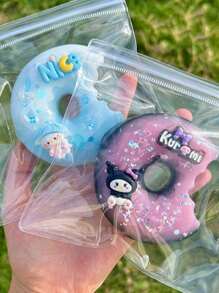 Sanrio 1 pieza Juguete esponjoso y suave con diseño creativo y lindo de dona, juguete anti-estrés de rebote lento, serie de verano con diseño de dona, pata de gato de caricatura, juguete esponjoso de barro, juguete esponjoso de gofre, juguete realista anti-estrés, etiqueta suave, regalo de fiesta (estilo y color aleatorio)