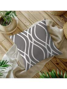 The Latest Best-Selling Grey Geometric Series Pillowcases, 4-Piece Polyester Short Plush Sofa Covers (Without Pillow Cores)