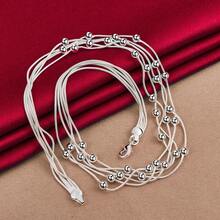 925 Silver Plated 5-Snake Chain Necklace With Smooth Beads - Round Bead Necklace - View 4