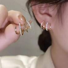 Huitan Silver Color Claws Stud Earrings With Crystal AAA CZ Stone Modern Design Fashion Versatile Accessories Women 2022 Jewelry - E2081 - 查看 7