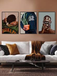 1/3 Panel Modern Black Art Canvas Oil Painting Poster, Retro Botanical Decor Oil Painting, Black Art Poster, Canvas Print Poster, Black Wall Art Poster, Bedroom Wall Art, Living Room Wall Decor, Dining Room Decor, Kitchen Decor, Study, Hallway, Dorm Decor, Ideal Gift For Friends, Wall Art, Wall Decor, Home Decor, Room Decor Canvas Painting, Poster, Frame Optional, Framed Wall Art - Multicolor - View 7