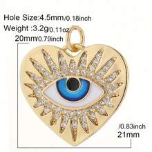 1pc Copper Micro-Inlaid Zirconia Devil Eye Dog Sun Shaped Pendant, DIY Bracelet Necklace Earrings Keychain Versatile Accessory - Multicolor - View 26