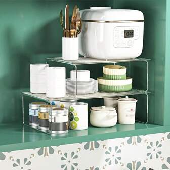 Estantería de acero inoxidable, divisor de estantes para armario, estante de cocina, organizador multifuncional, adecuado para escritorio, cocina, refrigerador