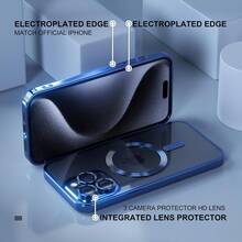 Magnetic For 15,14,13,12,11 Case With MagSafe Never Yellowing Drop Protection Full Camera Lens Protector Plating Soft Clear Phone Case For Men, Boys, Women Girls - Vàng - Xem 8