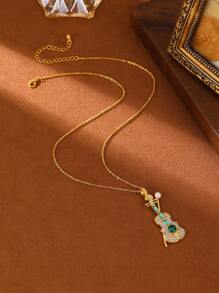1 pieza Collar con colgante de violín de moda elegante y lujoso para mujer, diseño de joyería personalizada, regalo para familiares/amigos, tema de fiesta musical