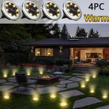 NEW 4/8 Pack Solar Ground Lights Outdoor, 8 LED Solar Powered Disk Lights Outdoor Garden Landscape Lighting For Yard Deck Lawn Patio Pathway Walkway