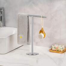 BTOOTB Soporte para Toallas de Mano, Toallero Vertical en Forma de, Toallero Negro Mate de Acero Inoxidable, Adecuado para Encimeras de Baño, Cocina y Tocador, Estilo Minimalista (Plata) - pago - Ver 1