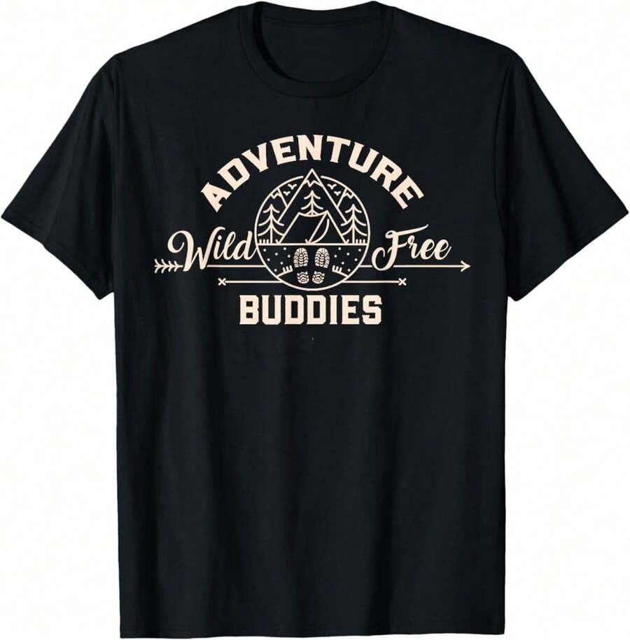 Funny Hiking Mountains Meme Quote Adventure Buddies T-Shirt)DIS Mother's Day Gifts - Black - View 1