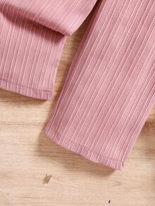 Set de 2 piezas de top de tirantes rosa y pantalones para niñas, para verano - Rosa - Ver 6