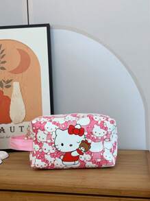 Sanrio 1 pezzo Borsa trucco di grande capacità di Hello Kitty - Organizer da viaggio portatile, ipoallergenico in nylon, con disegno cartoonesco vibrante, ideale per cosmetici e articoli di cartoleria, perfetto regalo di compleanno