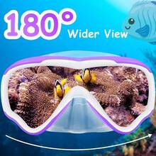 Vvinca Kids-Goggles With Nose Cover, Diving Mask Elastic Fabric Strap Anti Fog Anti Shattered Lens For Kids Swim Goggles 3-14 - 01 Purple - View 6