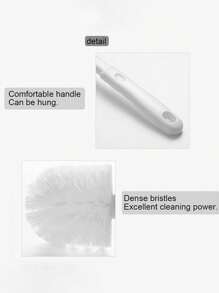 1pc Curved Toilet Brush, Plastic Long Anti Slip Handle, Toilet Cleaning Brush, Powerful Cleaning Suspension Portable Toilet Brush Bathroom Accessories