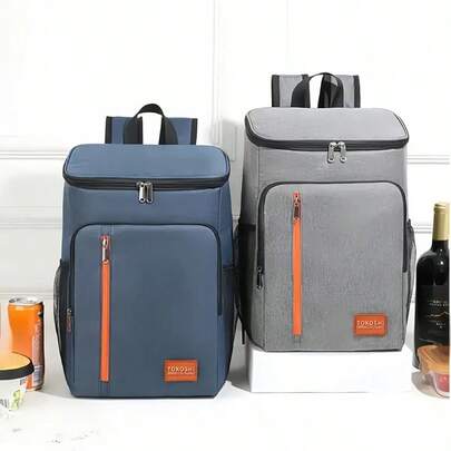 1pc Large Capacity Outdoor Picnic Insulated Cooler Bag, Camping Sports Travel Backpack