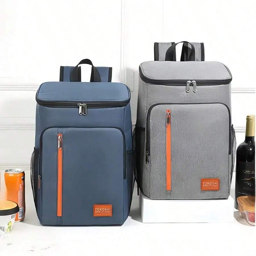 1pc Large Capacity Outdoor Picnic Insulated Cooler Bag, Camping Sports Travel Backpack