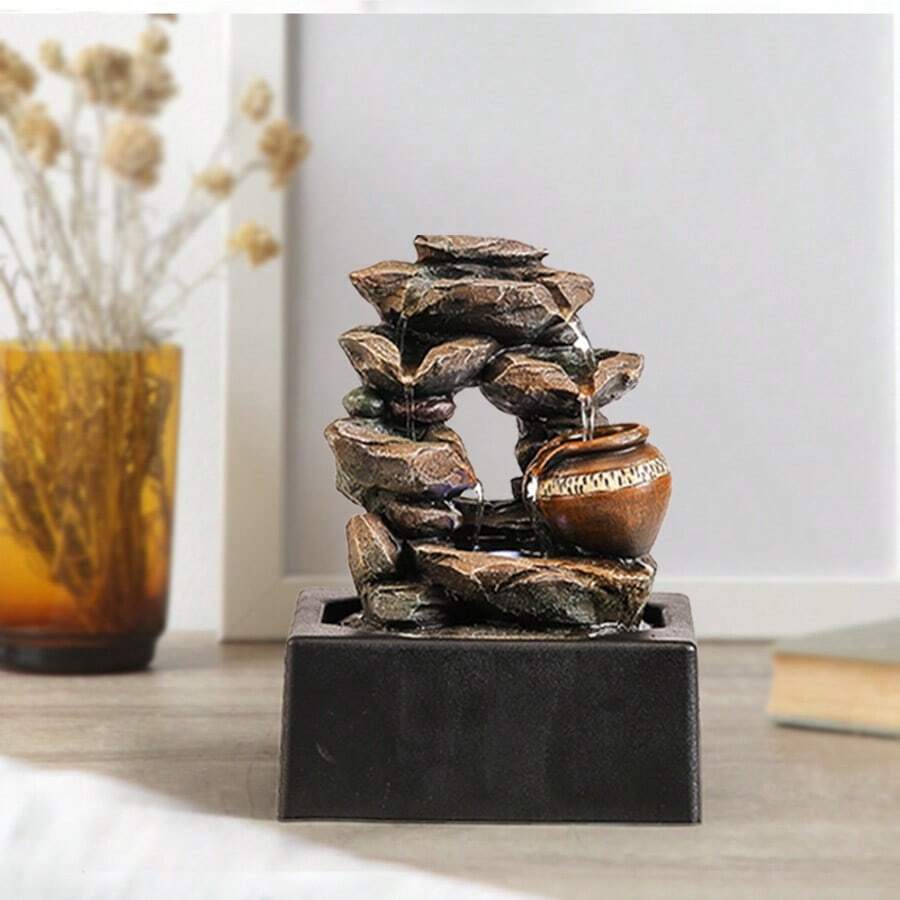 La fuente de piedra de 1 pieza para visualizar el agua se utiliza para la decoración del jardín, el patio, la decoración exterior, el porche y el balcón. Regalo para el Día de la Madre y Pascua - Multicolor - Ver 1