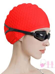 Large Silicone Swim Cap - ComfortFit For Men & Women - Unisex Ergonomic Design - 1pc High-Quality Set, Beach Essentials, Beach Accessories, Pool Float - Multicolor - View 27