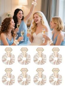 10pcs Silk Hair Scrunchies Hair Accessories - Silk Hair Hoops, Suitable For Bachelorette Party Favors, Wedding Hair Accessories (Non-Damaging Design, Romantic Gift Box Filler, Suitable For Bridal Party, DIY Bridal Souvenirs), Bachelorette Party Favors, Wedding Party Supplies, Birthday Party, Graduation Season - Champagne - View 2