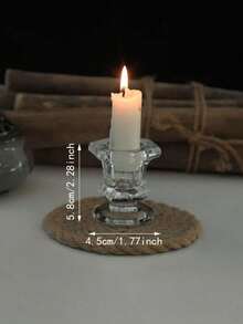 6 件玻璃透明烛台，天然水晶设计烛台，适用于家庭餐桌装饰、蜡烛中心装饰、晚餐蜡烛、客厅、卧室、房间装饰、厨房、办公室装饰、礼品