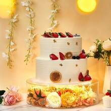 1pc Acrylic Square Cake Stand, Multi-Tier Transparent Cake Display Riser, Stackable Tiered Cake Separator Suitable For Wedding, Birthday Party, Kitchen, Dining Table, Dessert Box