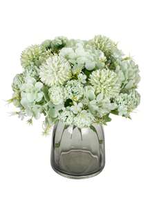 1/3支人造丝菊花和绣球花，适用于家居、餐厅、客厅、户外花园装饰，母亲节、生日、毕业典礼、婚礼、秋季装饰 - 綠色 - 查看 9