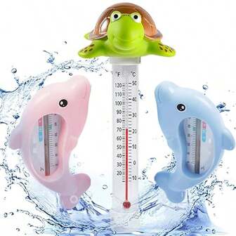 1 Termómetro con forma de animal, sin mercurio, pantalla grande, termómetro para bañera y piscina, medidor de temperatura del agua doméstico, medición de temperatura del agua al aire libre, a prueba de roturas, portátil, adecuado como regalo para niños