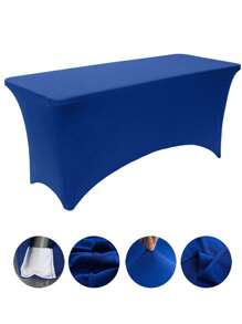 1/2pcs Black High Stretch Tablecloth + 6pcs Chair Cover Set, 4FT/6FT/8FT Polyester & Spandex Material Tablecloth, All-Season Tablecloth Covers, Full-Cover Chair Covers, PU Leather Chair Covers With Tie-Back, Suitable For Home, Indoor, Outdoor, Picnic And Camping, Fits All Holidays And Special Occasions