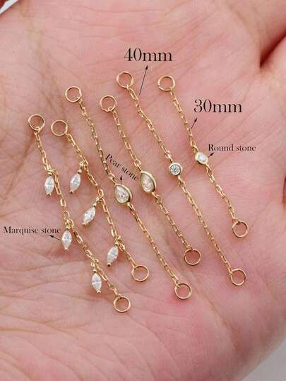 1piece 925 Sterling Silver Chain Earring Jacket Fringe Dangle Chain Charm Accessory Convertible Chain Earring Chain Attachment Chain Connector Piercing,Suitable For Women, Girls, And Men For Daily And Party Wear