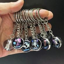 Conjunto Completo de 12 Signos do Zodíaco, Chaveiros Brilham no Escuro de Animais Zodiacais Misteriosos de Anime, Anéis de Chaveiro de Vidro, Presentes de Aniversário, Natal, Festa Unissex para Amigo, Irmã, Professor, Acessórios, Encantos para Bolsa, Carro