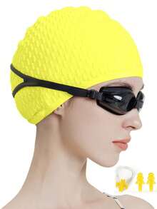 Large Silicone Swim Cap - ComfortFit For Men & Women - Unisex Ergonomic Design - 1pc High-Quality Set, Beach Essentials, Beach Accessories, Pool Float - Multicolor - View 30