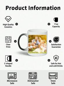1 Personalized Magic Coffee Mug, 11 Oz - Customized Mug With Picture, Photo - Hot Customized Coffee Mug | Color Changing Mug, Personalized Gift For Family, Women, Men, Suitable For Christmas - 黑色 - 查看 7