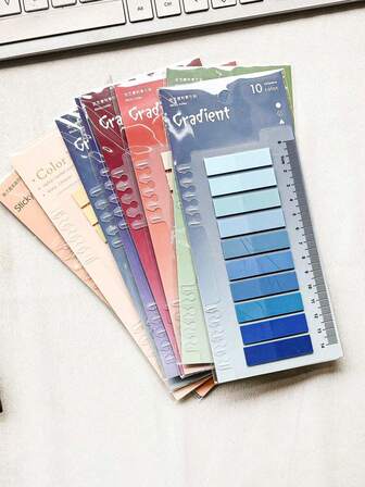 1400/1000/200 Pcs Morandi Colorful Gradient Index Stickers, Student Marker Stickers, Office Sticky Notes Stickers, PET Transparent Sticky Notes, 200 Pcs/Sheet,School Supplies,Back To School