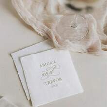 20-500 Pcs Custom Wedding Napkins, 3-Ply Personalized Cocktail Napkins For Engagement, Anniversary And Bachelorette, Suitable For Couple, Lovers, Romantic Decor, Disposable Beverage/Dessert Napkins For Table Decorations, Custom Rehearsal Dinner Napkins - Multicolor - View 8