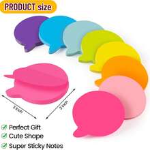 24/8/4片装 3x3英寸泡泡贴纸，超可爱亮色，强力粘性，易撕，文具用品 - 彩色 - 查看 3