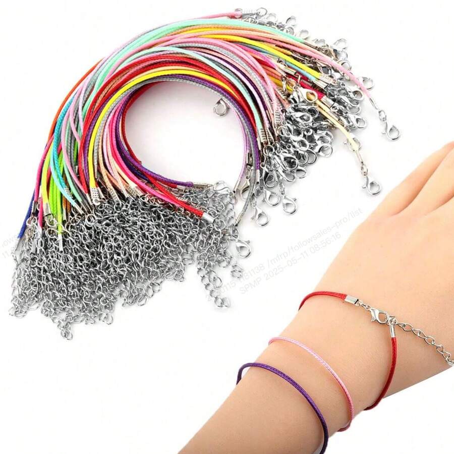 17 cm/6,7 po Bracelet en cordon  multicolore, accessoires de bracelet pendentif et de cheville DIY - Multicolore - Voir 1